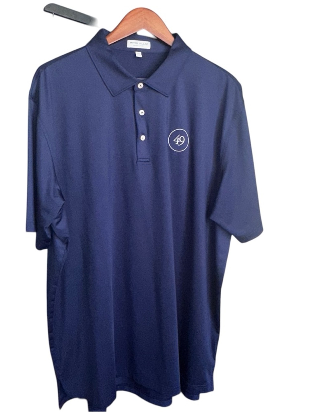 Peter Millar Navy Short-Sleeve summer comfort Polo with 49 Chest Logo